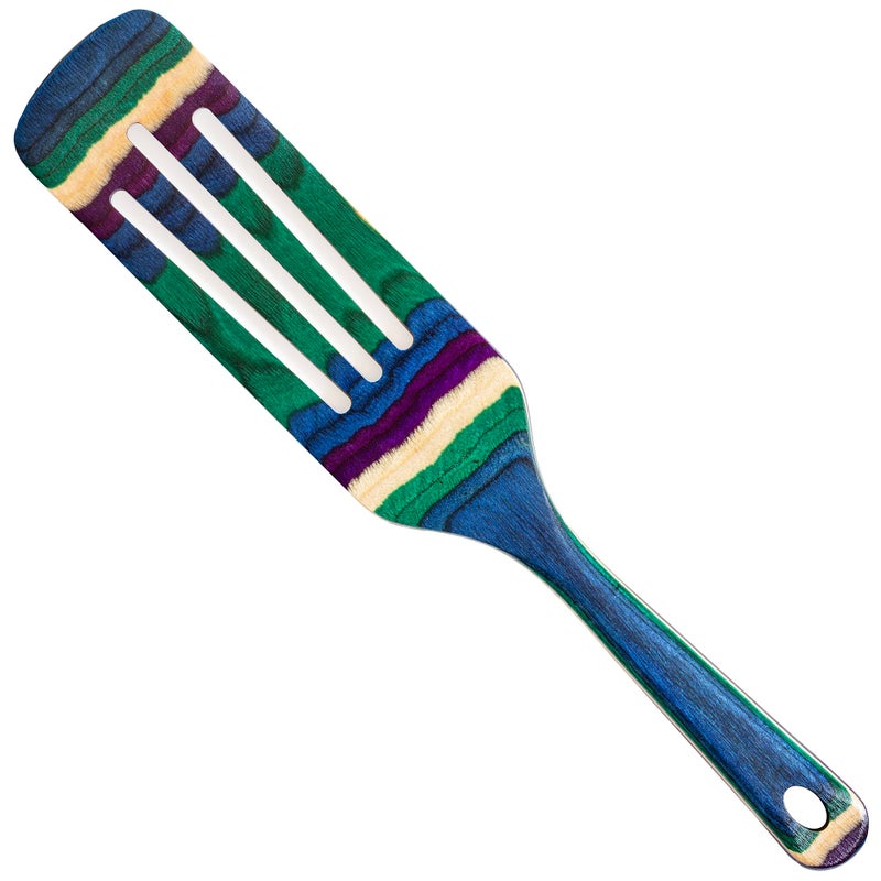 Totally Bamboo Baltique Mumbai Collection 13"" Wooden Spurtle Spatula - Colorful Birch Wood Cooking Utensil, Nonstick Safe, Versatile Stirring & Serving Tool - Image 1